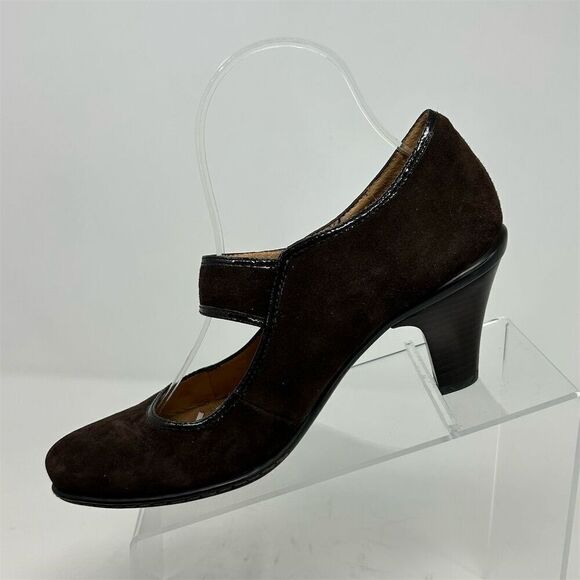 Sofft Mary Jane Chocolate Brown Suede Block Heel Pumps Size 7.5 Women's Casual - Picture 4 of 13